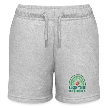 Lucky to be a teacher on St. Patricks Day - Kids Organic Sweat Shorts by Stanley/Stella - heather grey - Front