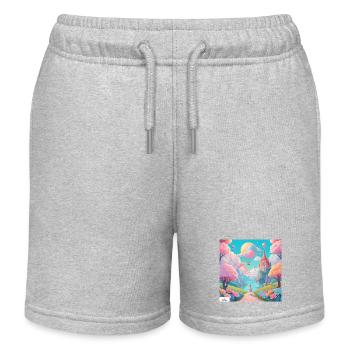 Bunte Königreich-Traumlandschaft - Kinder Organic Joggingshorts Mini Bolter von Stanley/Stella - Grau meliert - Vorne