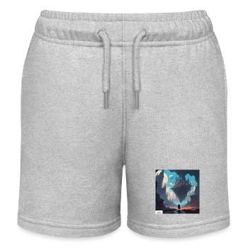 Fliegende Festung Traumlandschaft - Kinder Organic Joggingshorts Mini Bolter von Stanley/Stella - Grau meliert - Vorne