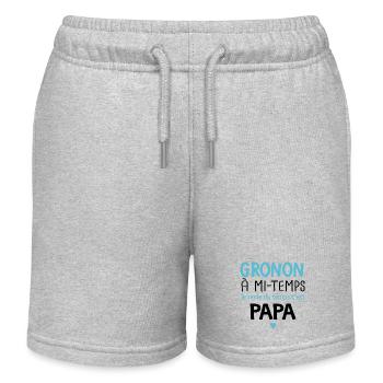 Grognon à mi temps cadeau bébé enfant - Short de jogging enfant bio Stanley/Stella - gris chiné - Devant