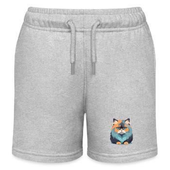 Katze Vektor Kunst mit lebendigen Farben Illustration - Kinder Organic Joggingshorts Mini Bolter von Stanley/Stella - Grau meliert - Vorne