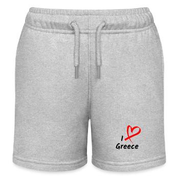 J’aime la Grèce J’aime la Grèce Cadeau de cœur - Short de jogging enfant bio Stanley/Stella - gris chiné - Devant