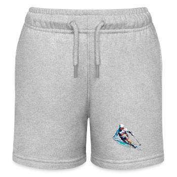 Ski Sport Fast Speed Competition Abstract - Kids Organic Sweat Shorts by Stanley/Stella - heather grey - Front