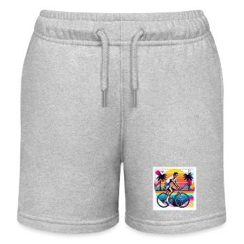retro road bike rider 80s vintage - Kids Organic Sweat Shorts by Stanley/Stella - heather grey - Front