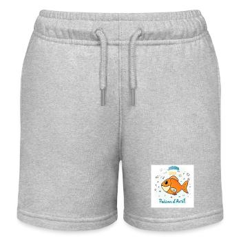 Poisson d'Avril - Orangefarbener Cartoon-Fisch - Kinder Organic Joggingshorts Mini Bolter von Stanley/Stella - Grau meliert - Vorne