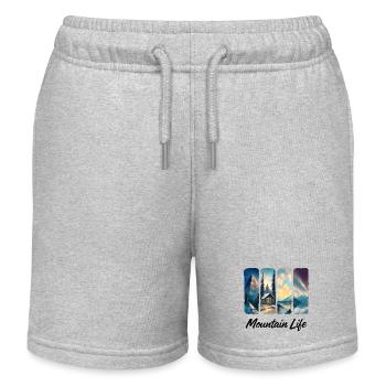 Berglandschaft mit See und Waldhütte - Kinder Organic Joggingshorts Mini Bolter von Stanley/Stella - Grau meliert - Vorne