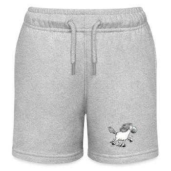 „Icelandic Power“ -Icelandic Horse - Kids Organic Sweat Shorts by Stanley/Stella - heather grey - Front