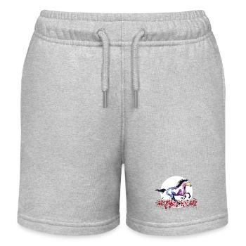 équitation filles rose sauvage LBGTQ fleurs nature - Short de jogging enfant bio Stanley/Stella - gris chiné - Devant