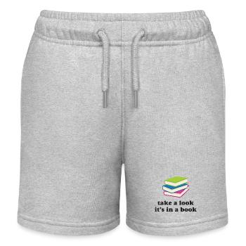 Take A Look, It's in a Book - Kids Organic Sweat Shorts by Stanley/Stella - heather grey - Front