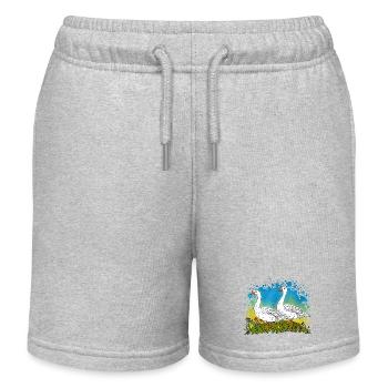 Zwei Gänse auf Green Gables - Kinder Organic Joggingshorts Mini Bolter von Stanley/Stella - Grau meliert - Vorne