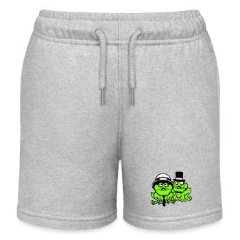 2 Frösche Sir Herren reich Monokel Brille Zylinder - Kinder Organic Joggingshorts Mini Bolter von Stanley/Stella - Grau meliert - Vorne