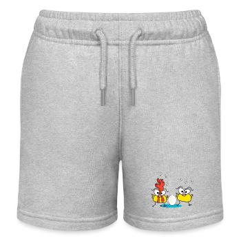Funny Chicken Cartoon - Kids Organic Sweat Shorts by Stanley/Stella - heather grey - Front