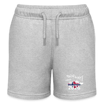Norwegen 2025 Scholle mit Bergen und Elch Angeln - Kinder Organic Joggingshorts Mini Bolter von Stanley/Stella - Grau meliert - Vorne