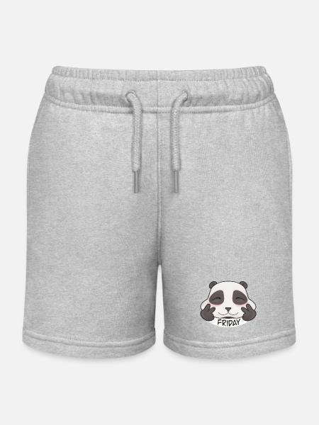 Panda Vendredi Doux - Short de jogging enfant bio Stanley/Stella - gris chiné