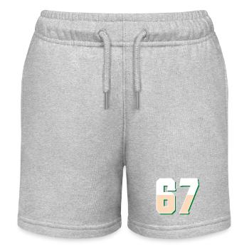 6 7 – Trendy minimalist text design, - Kids Organic Sweat Shorts by Stanley/Stella - heather grey - Front
