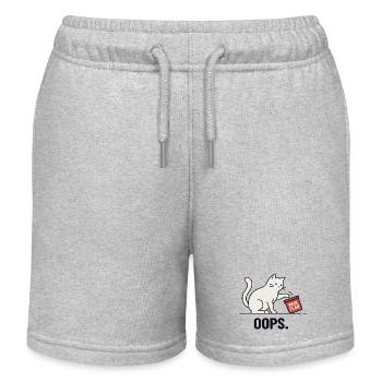 My plan... Oops – Funny Cat - Kids Organic Sweat Shorts by Stanley/Stella - heather grey - Front