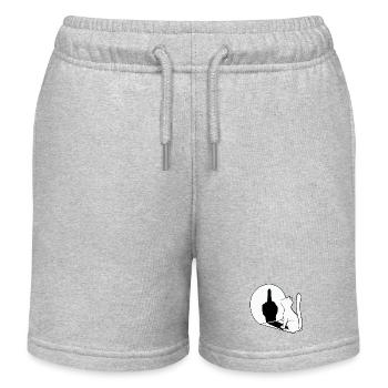Mirror Cat Middle Finger - Kids Organic Sweat Shorts by Stanley/Stella - heather grey - Front