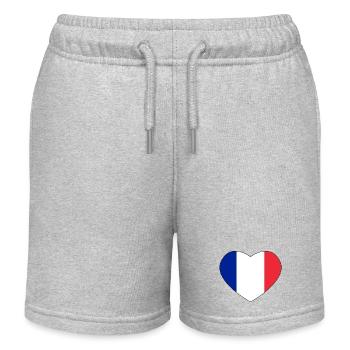 Cœur tricolore bleu blanc rouge - Drapeau FRANCE - Short de jogging enfant bio Stanley/Stella - gris chiné - Devant