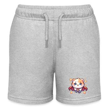 Helden Kätzchen Superheld Katze Super Mieze - Kinder Organic Joggingshorts Mini Bolter von Stanley/Stella - Grau meliert - Vorne