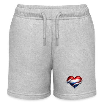 Netherlands Holand Heart Flag Flag - Kids Organic Sweat Shorts by Stanley/Stella - heather grey - Front