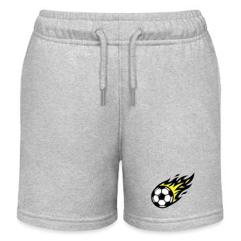 Soccer Flame Ball - Kids Organic Sweat Shorts by Stanley/Stella - heather grey - Front