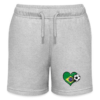 Brasilien Flagge Fußball mit Herz used - Kinder Organic Joggingshorts Mini Bolter von Stanley/Stella - Grau meliert - Vorne