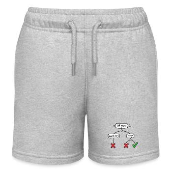 Humor lover, logical, decision-making, funny - Kids Organic Sweat Shorts by Stanley/Stella - heather grey - Front