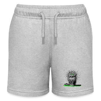 Cat, Comic, Funny, Funny - Kids Organic Sweat Shorts by Stanley/Stella - heather grey - Front