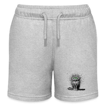 Cat to laugh at - Kids Organic Sweat Shorts by Stanley/Stella - heather grey - Front