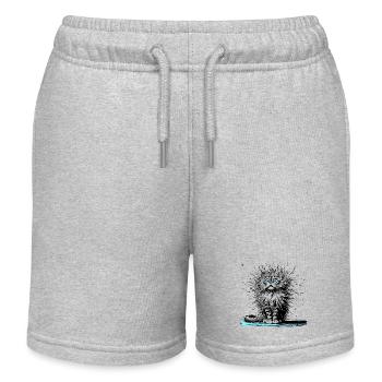 Cat Electric, Cat Funny, Cat Funny - Kids Organic Sweat Shorts by Stanley/Stella - heather grey - Front