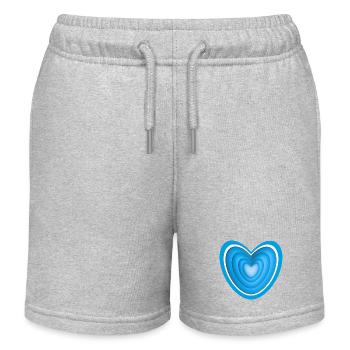 Großes Herz in blau mit Herz in Herz. - Kinder Organic Joggingshorts Mini Bolter von Stanley/Stella - Grau meliert - Vorne