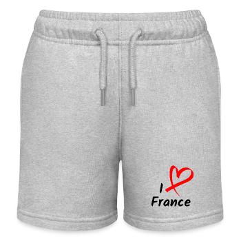J’aime la France J’aime la France Cadeau de cœur - Short de jogging enfant bio Stanley/Stella - gris chiné - Devant