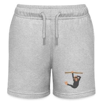 Schimpanse hängen, Affe, Beinheben, Fitness - Kinder Organic Joggingshorts Mini Bolter von Stanley/Stella - Grau meliert - Vorne