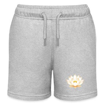 Weiße Lotusblume - Florales Sommerdesign - Kinder Organic Joggingshorts Mini Bolter von Stanley/Stella - Grau meliert - Vorne