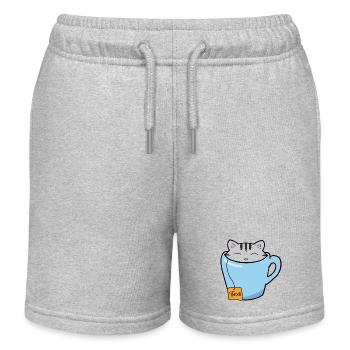 Teetasse Katze - Kinder Organic Joggingshorts Mini Bolter von Stanley/Stella - Grau meliert - Vorne