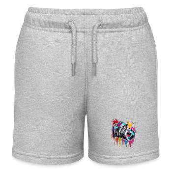 Camera / Photo / Photo / Picture / Recording - Kids Organic Sweat Shorts by Stanley/Stella - heather grey - Front