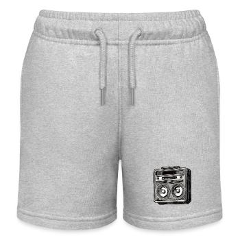 Radio / Analogique / Musique / Fréquence / Haut-parleurs - Short de jogging enfant bio Stanley/Stella - gris chiné - Devant