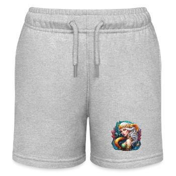 Meerjungfrau / Nixe / Fabelwesen / Flosse / Meer - Kinder Organic Joggingshorts Mini Bolter von Stanley/Stella - Grau meliert - Vorne