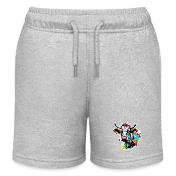 Braune Kuh / Tier / Milch / Bauernhof / Stall - Kinder Organic Joggingshorts Mini Bolter von Stanley/Stella - Grau meliert - Vorne
