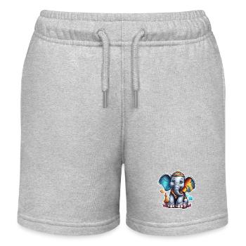 Éléphant / Animal / Safari / Zoo / Afrique / Arabe - Short de jogging enfant bio Stanley/Stella - gris chiné - Devant