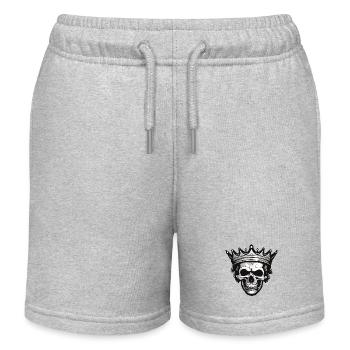 Crown / Skull / Skeleton / Gothic / Horror - Kids Organic Sweat Shorts by Stanley/Stella - heather grey - Front