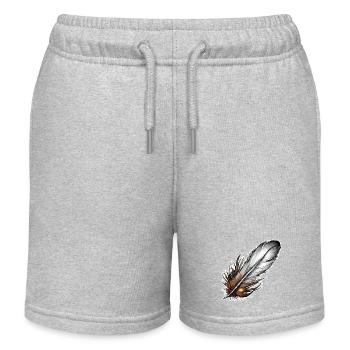 Feather / Quill / Bird Feather / Down Feather - Kids Organic Sweat Shorts by Stanley/Stella - heather grey - Front