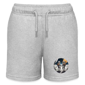 Astronaut / Weltall / Raumschiff / Mond / Weltraum - Kinder Organic Joggingshorts Mini Bolter von Stanley/Stella - Grau meliert - Vorne