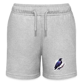 Raven / Bird / Animal / Flying / Feathers / Wings - Kids Organic Sweat Shorts by Stanley/Stella - heather grey - Front