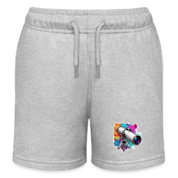 Telescope / Telescope / Astronomy / Starry Sky - Kids Organic Sweat Shorts by Stanley/Stella - heather grey - Front