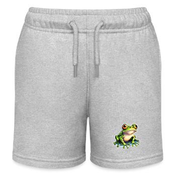 Frosch / Tier / Quack / Kröte / Teich / hüpfen - Kinder Organic Joggingshorts Mini Bolter von Stanley/Stella - Grau meliert - Vorne