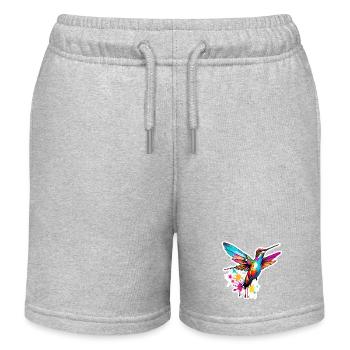 Hummingbird / Bird / Animal / Flying / Wings / Feathers - Kids Organic Sweat Shorts by Stanley/Stella - heather grey - Front