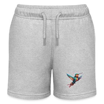 Hummingbird / Bird / Animal / Flying / Wings / Feathers - Kids Organic Sweat Shorts by Stanley/Stella - heather grey - Front