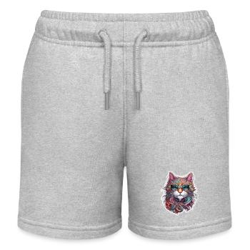 Cool Cat / Funny / Animal / Pet / Crazy - Kids Organic Sweat Shorts by Stanley/Stella - heather grey - Front
