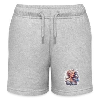 Frau / Lady / blond / hübsch / Feminin / weiblich - Kinder Organic Joggingshorts Mini Bolter von Stanley/Stella - Grau meliert - Vorne